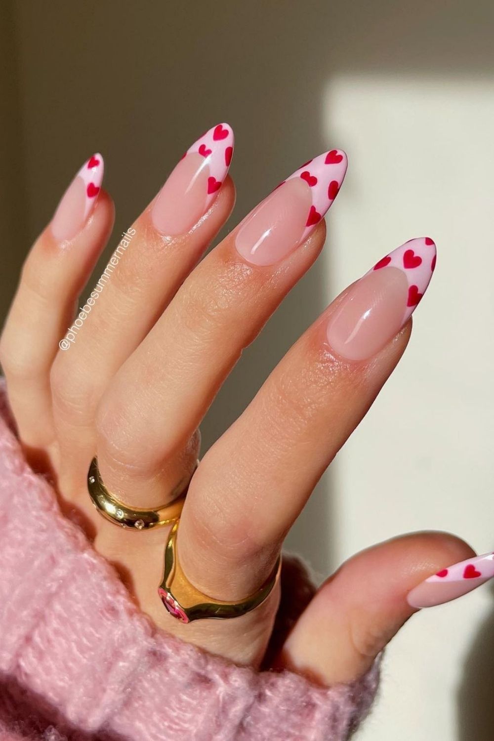 red hearts on nails