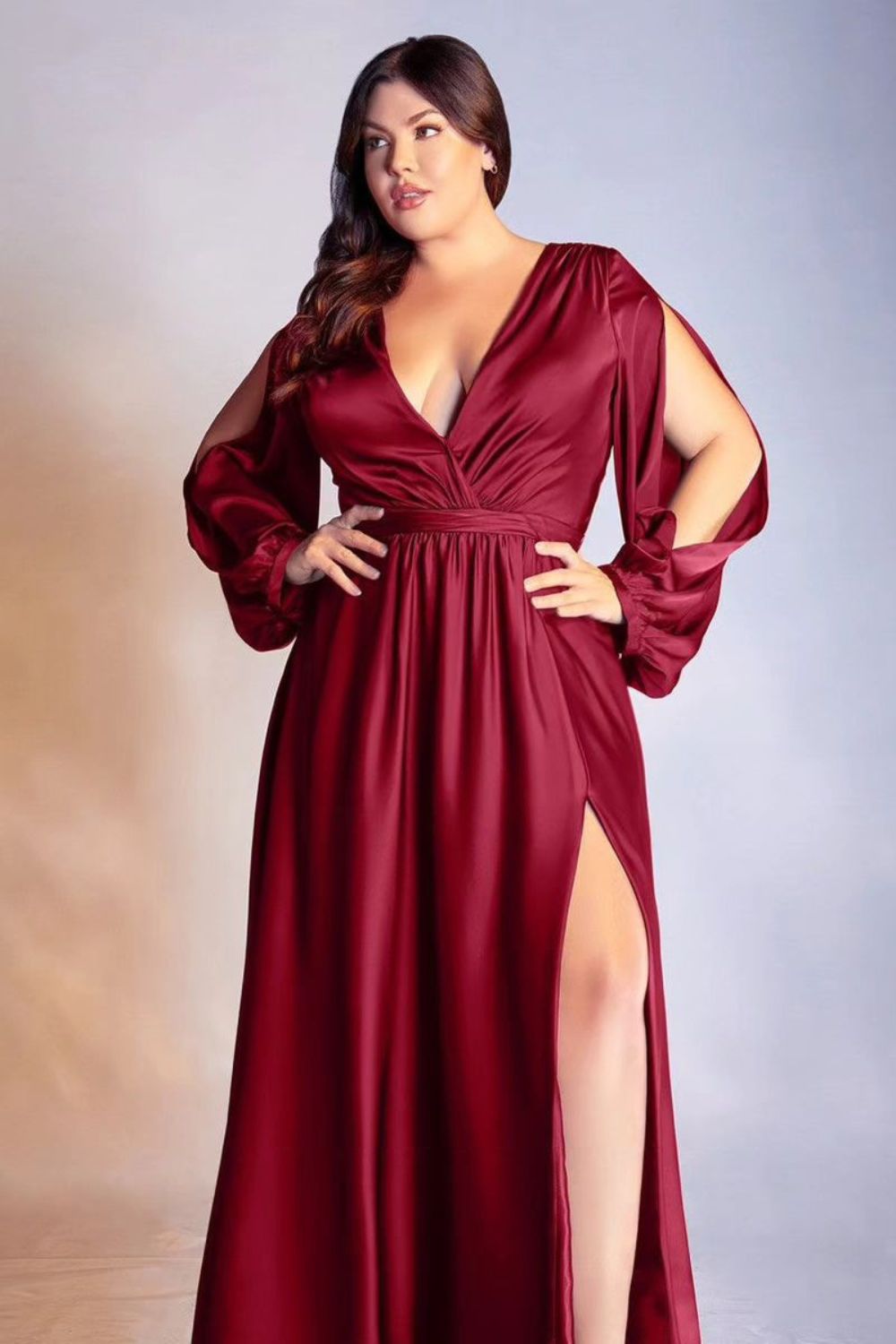 red satin dress for plus size girl prom