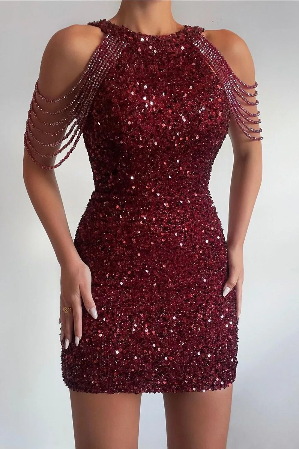 short red dress with sequins