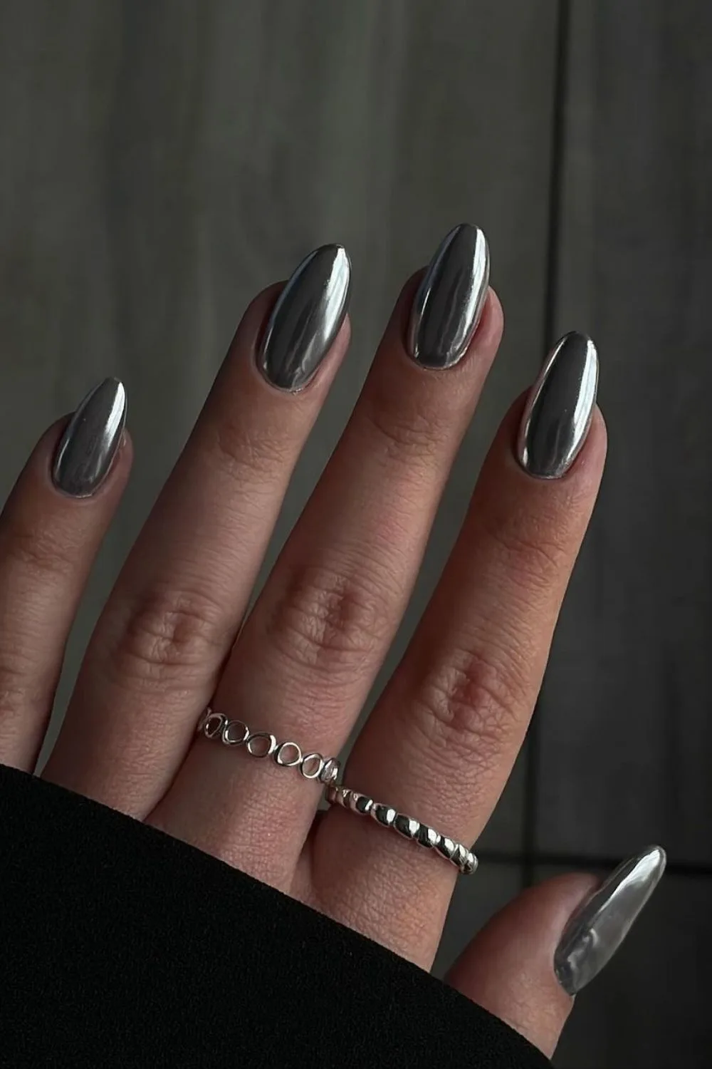 silver chrome nails