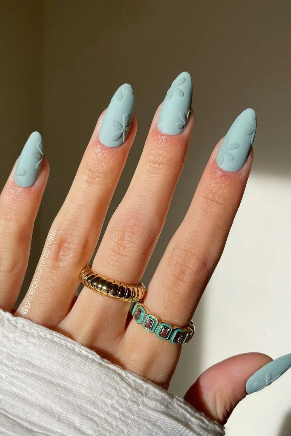 sky blue almond nails