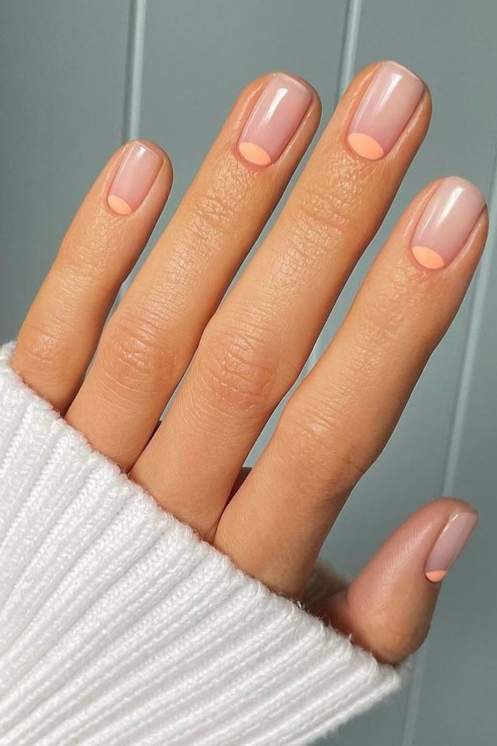 soft peach moons on nails