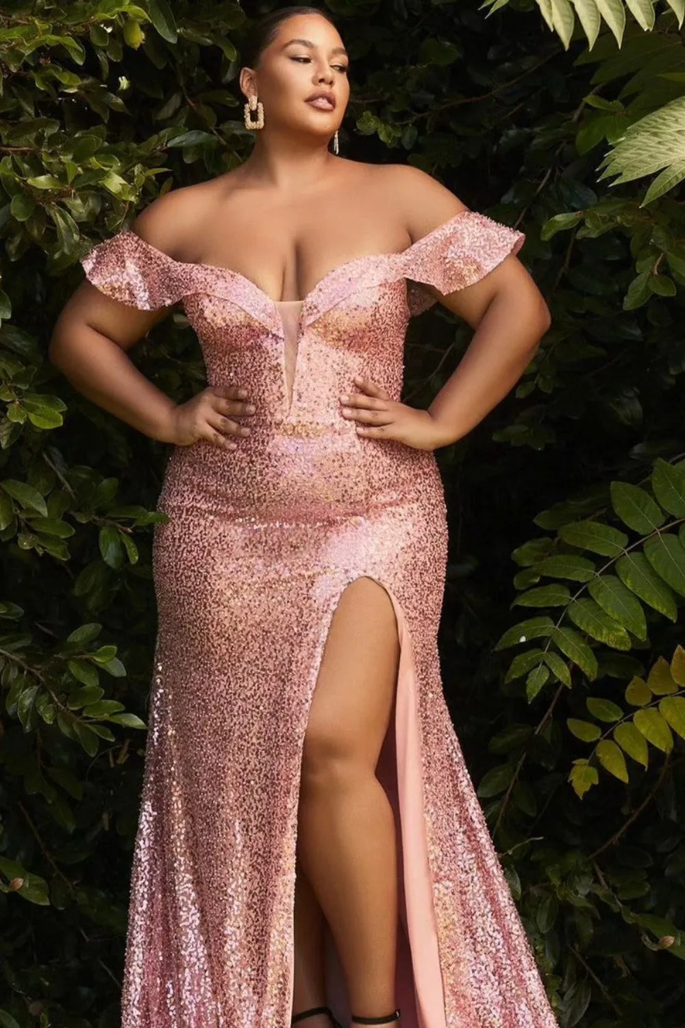 special occasion plus size dress in dusty pink