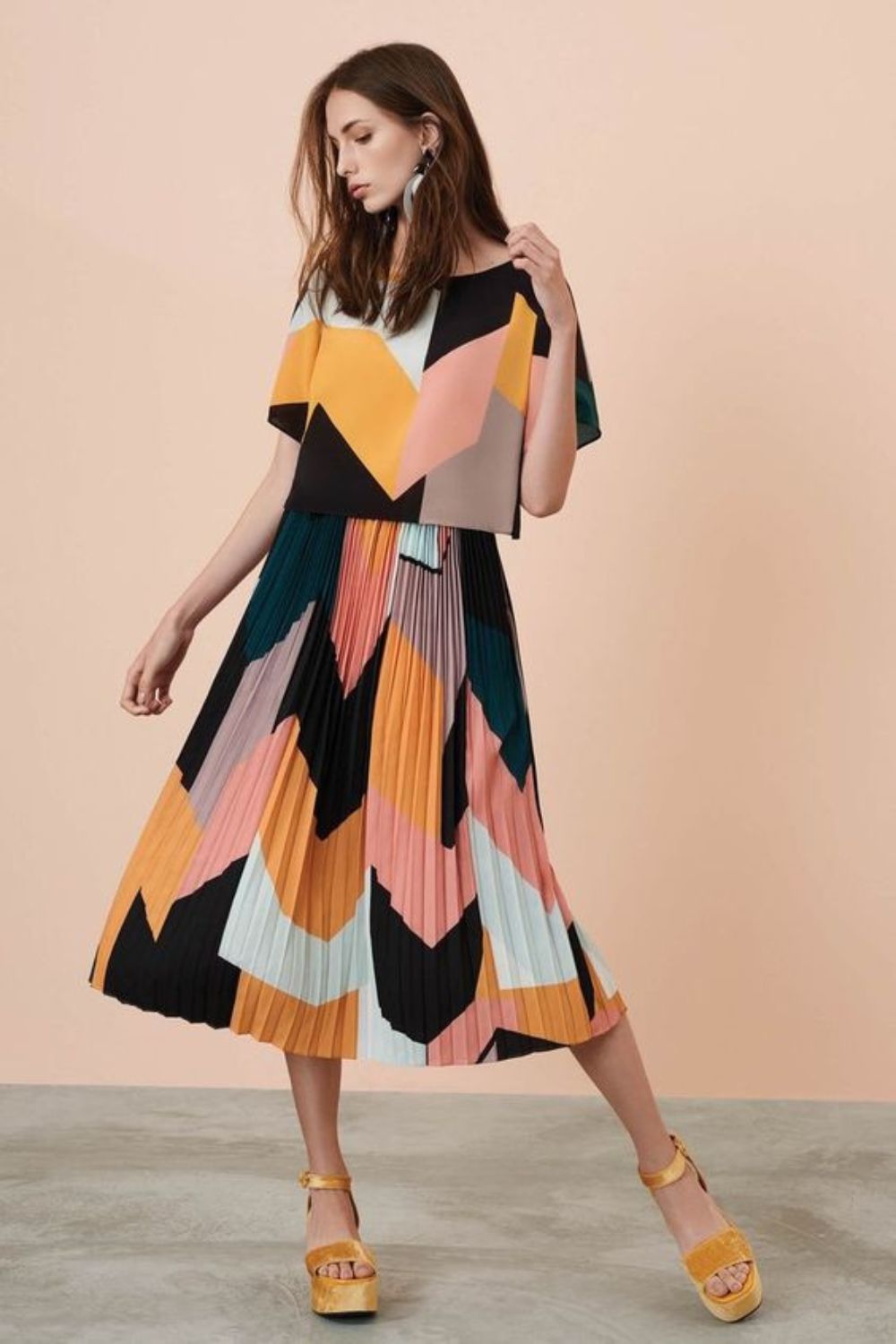 Two-piece with a geometric pattern