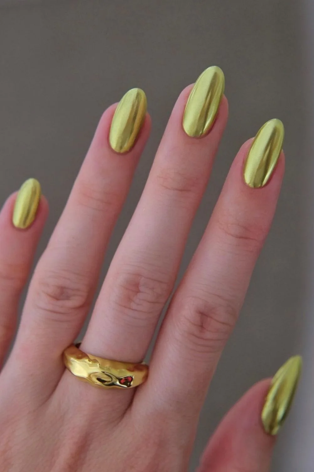 yellow and green chrome nails