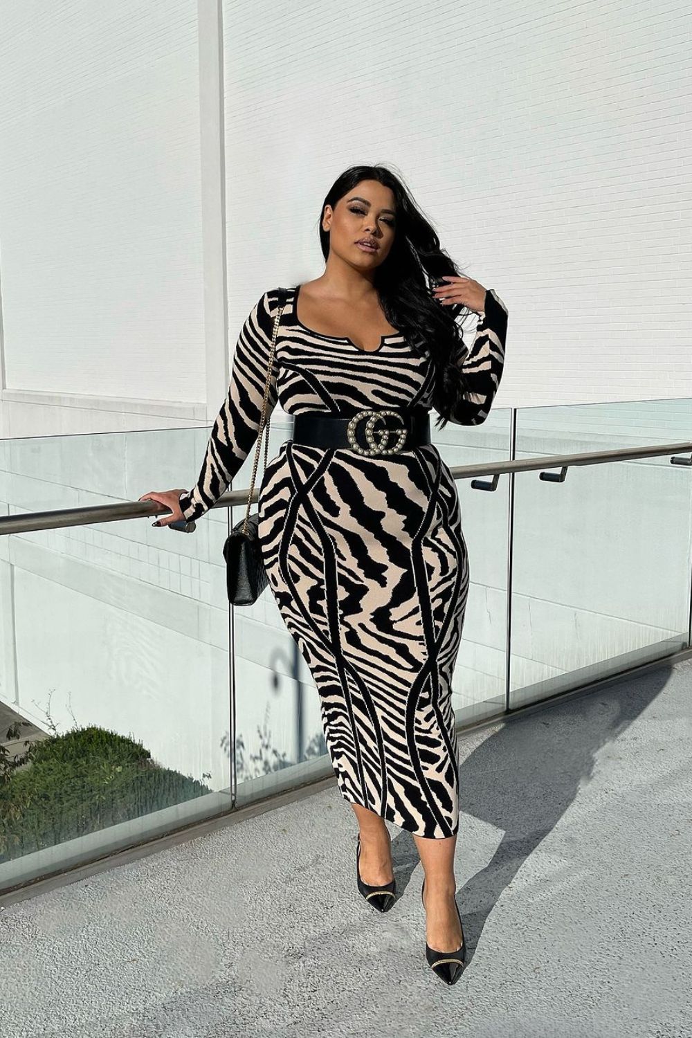 zebra stripes dress for curvy women