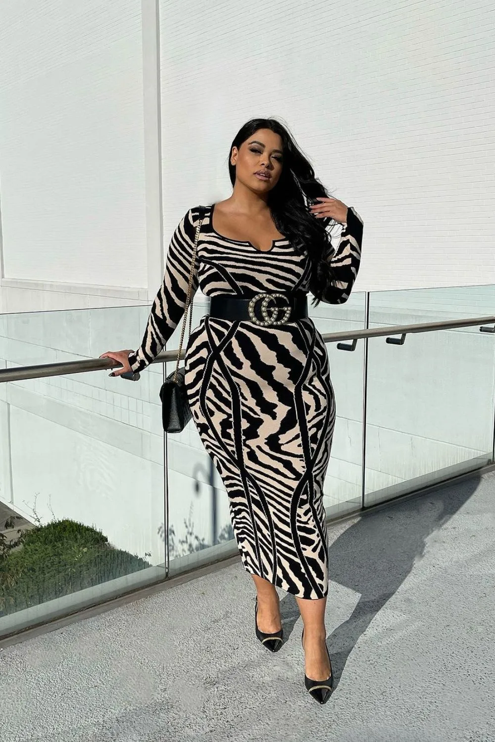 zebra stripes dress for curvy women