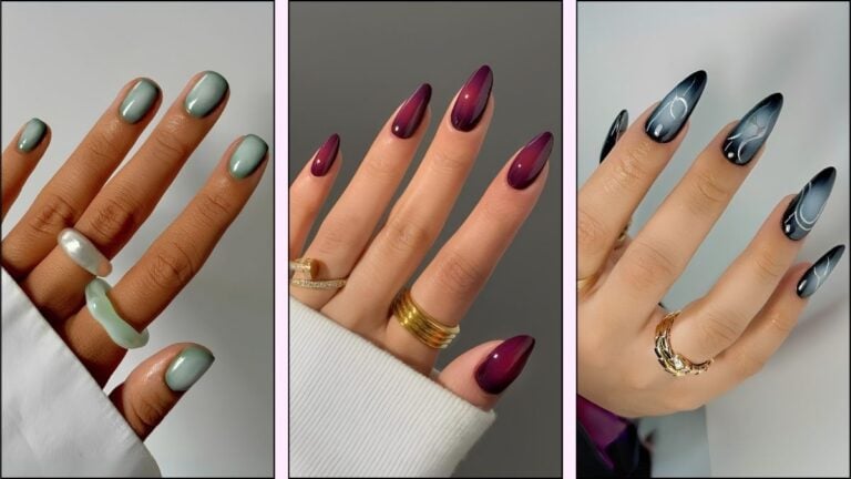 A collage of pretty aura nail designs