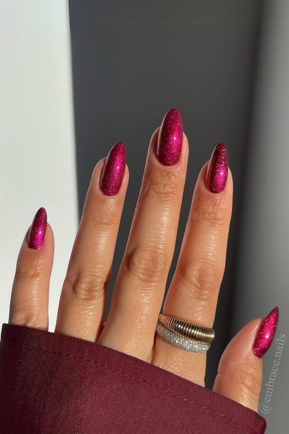 Berry pink velvet nails