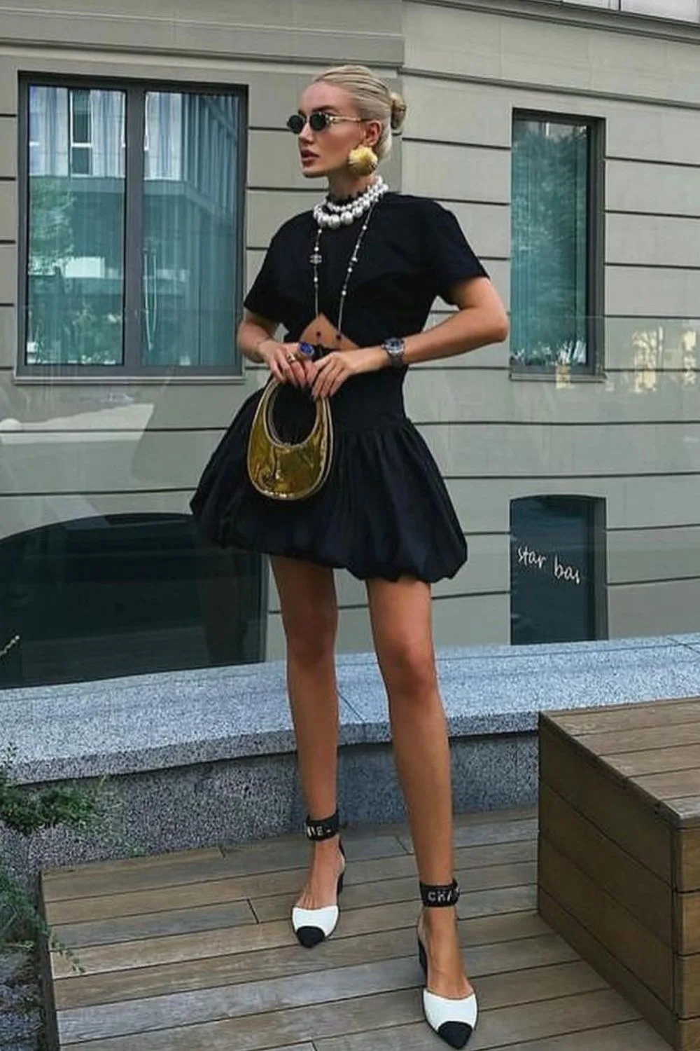 Black Top with Bold Accessories