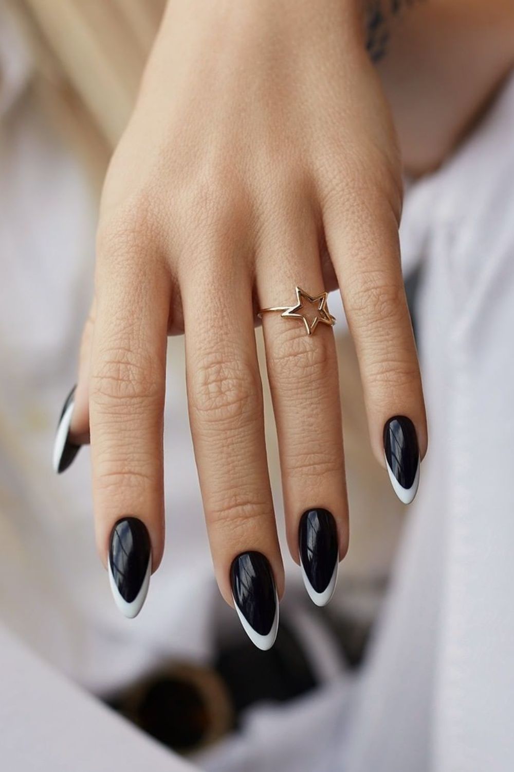 Black and white french mani