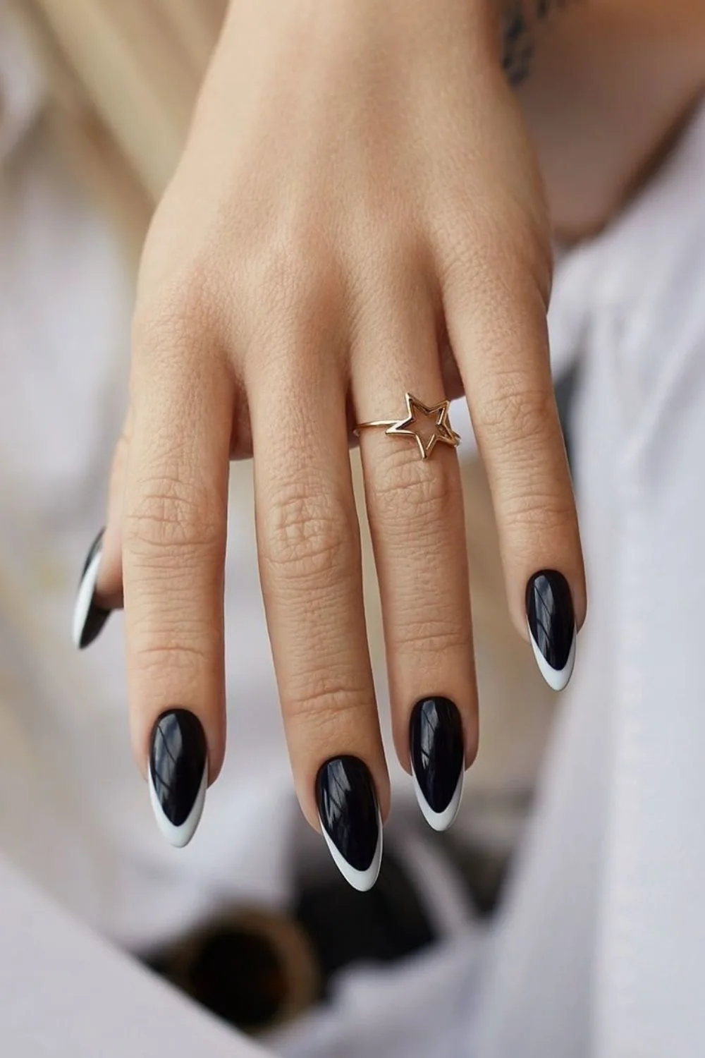 Black and white french mani