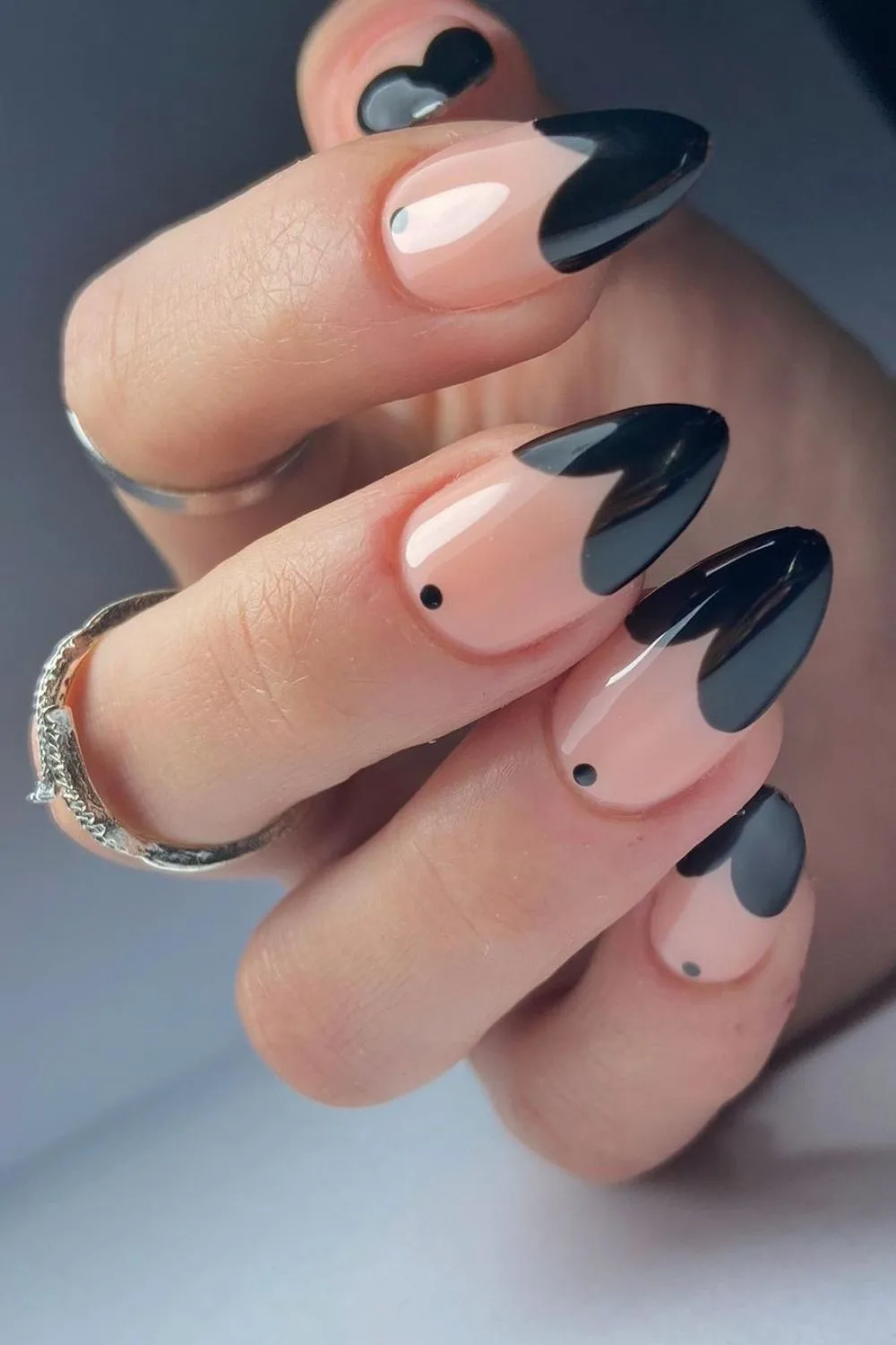 Black sweetheart french nails