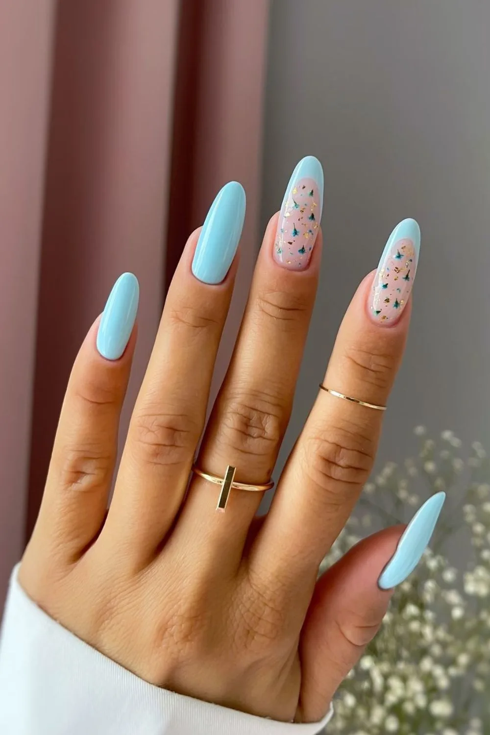 Blue milk bath nails