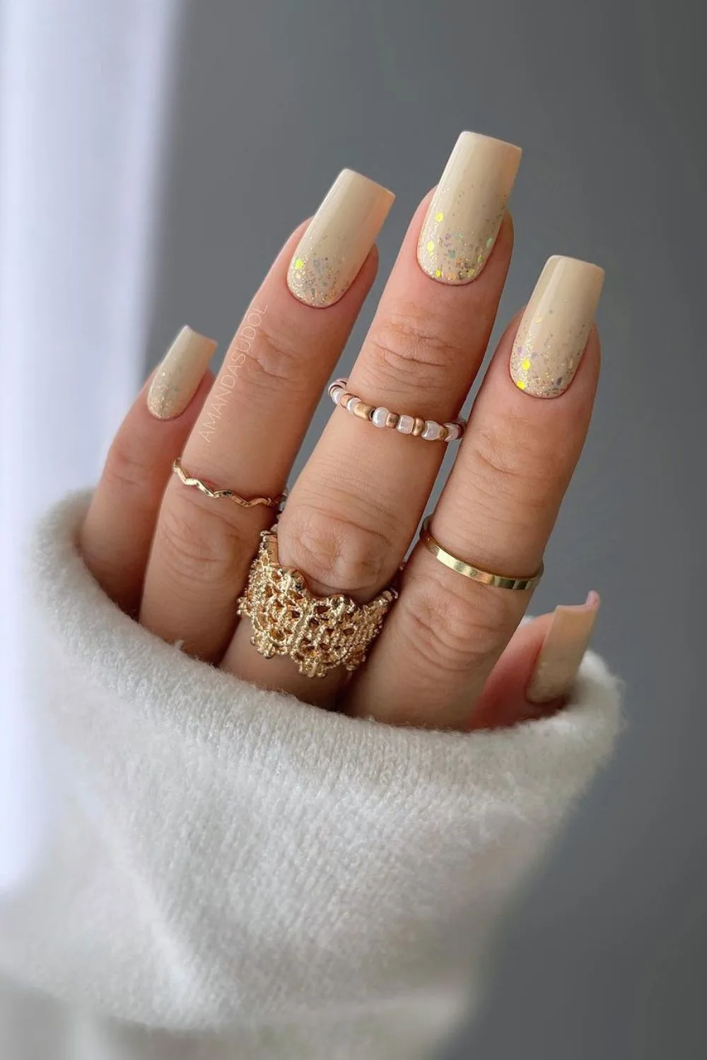 Butter yellow princess nails