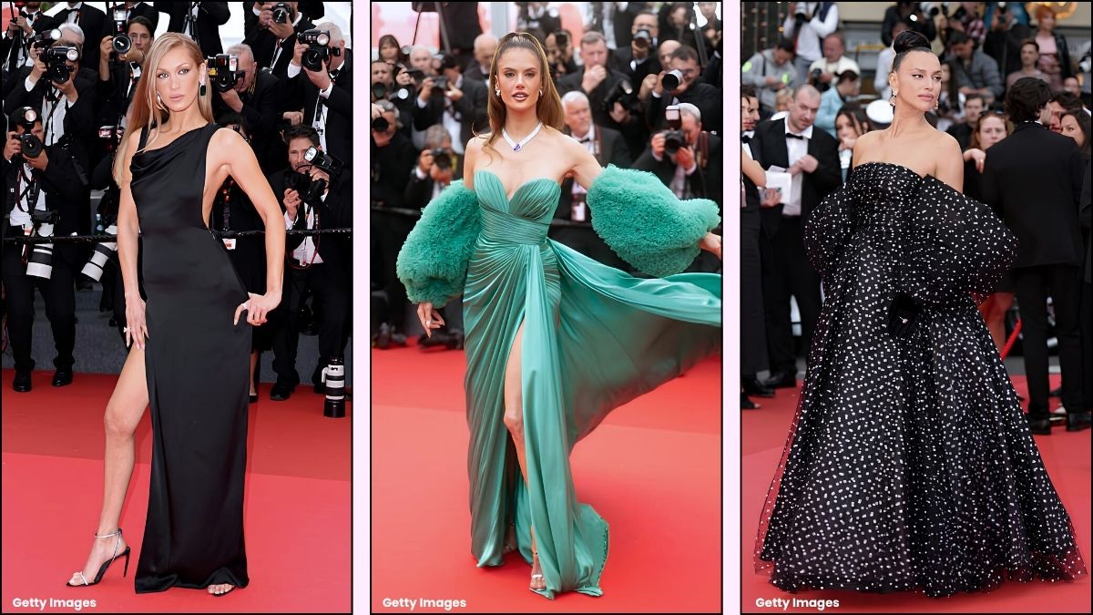 A collage of Cannes Film Festival outfits