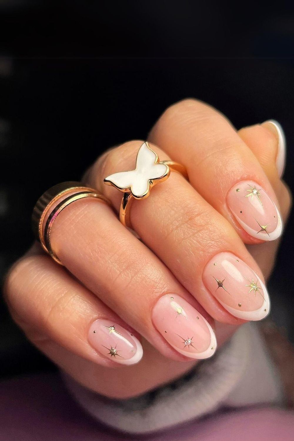 Celestial French tip nails