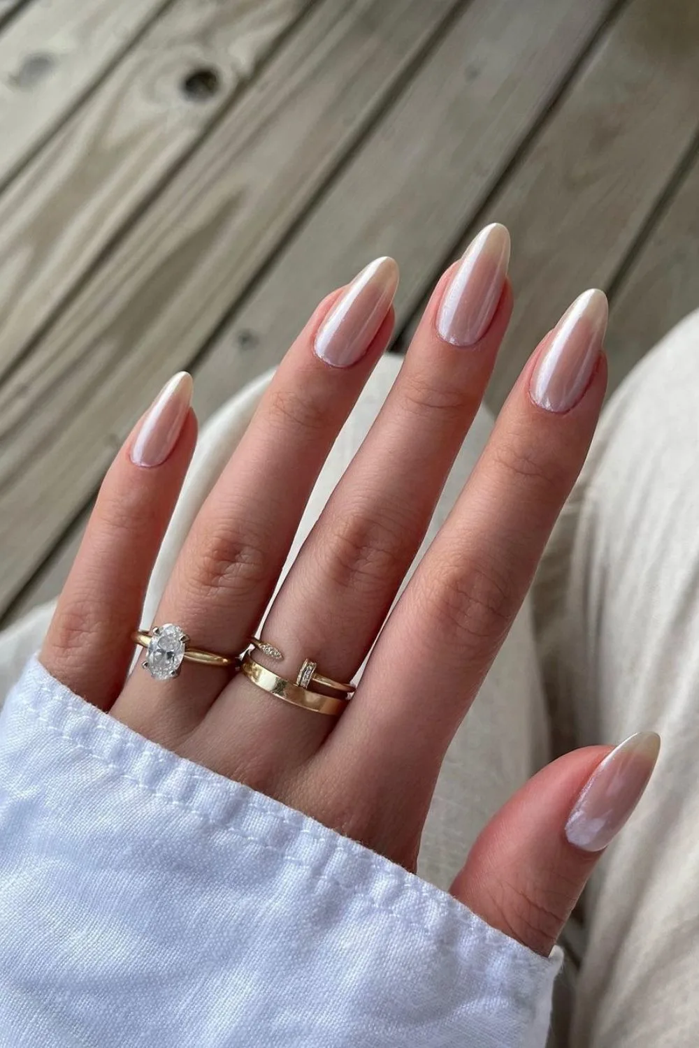 Chrome French tip manicure