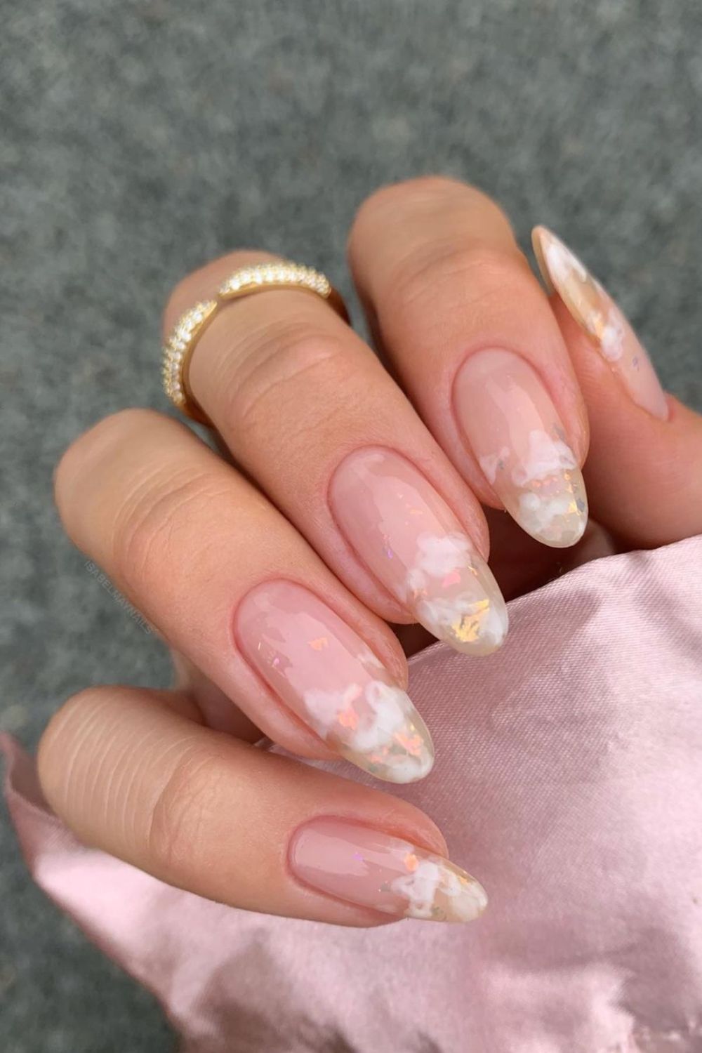 Clear nails with cloud tips