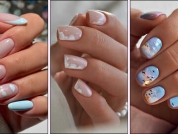 A collage of cloud nail art ideas