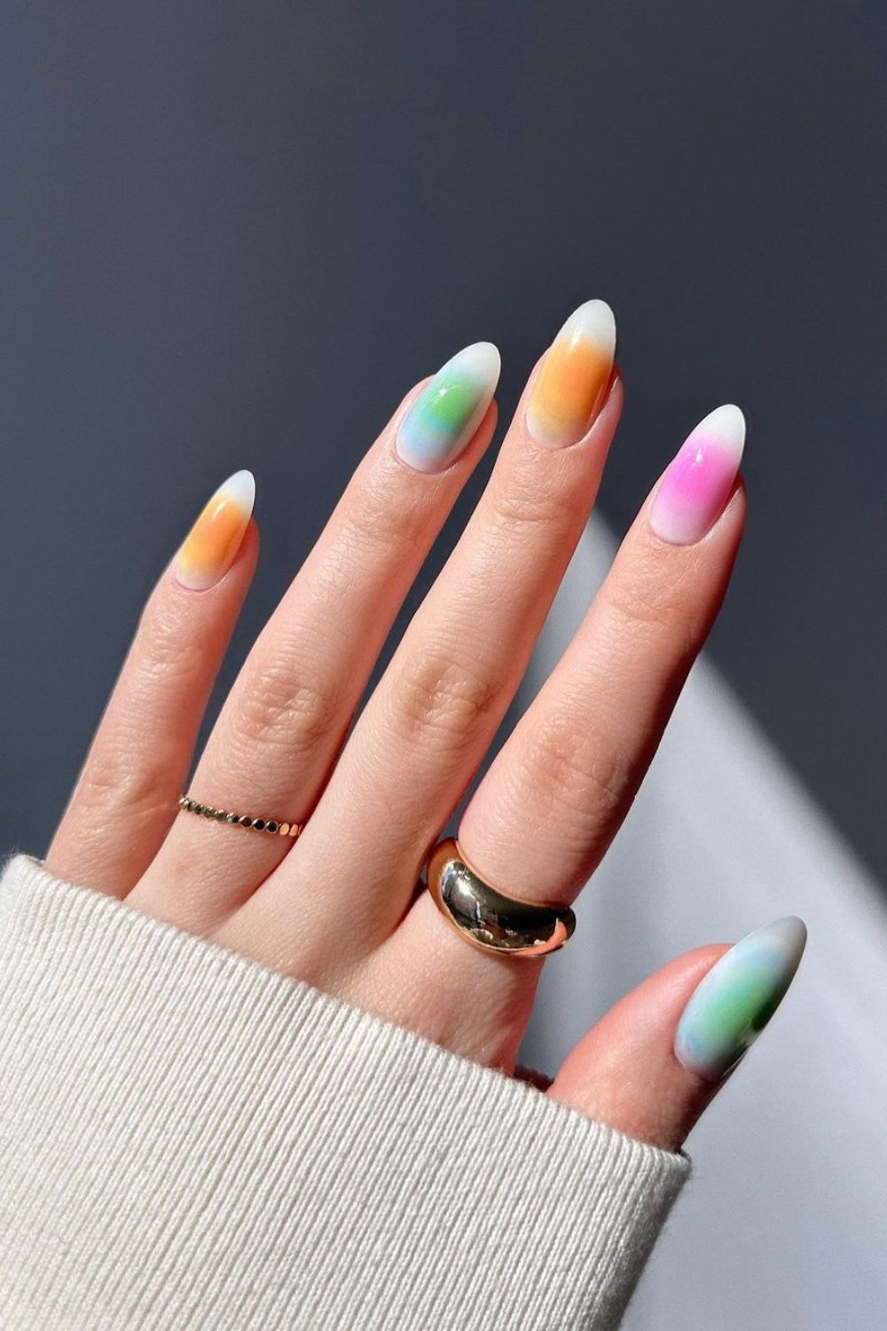 Colorful aura nails