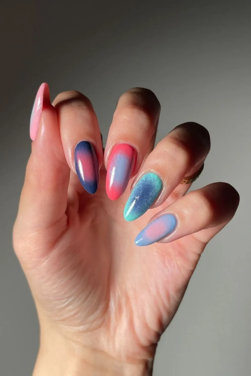 Colorful aura nails