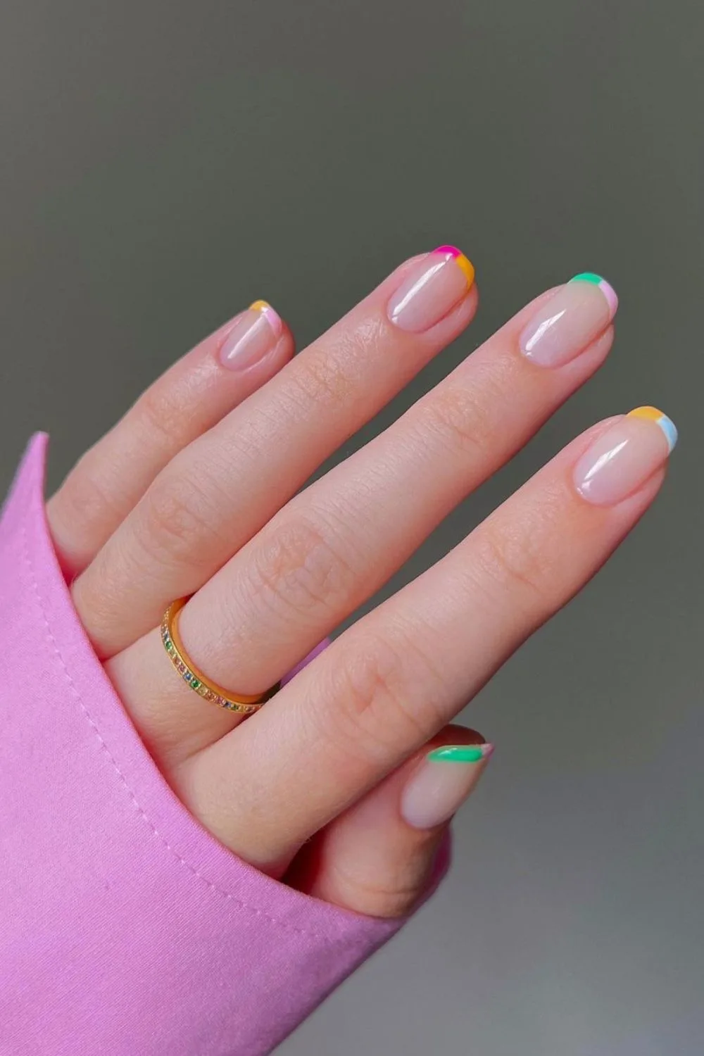 Colorful french nails for summer