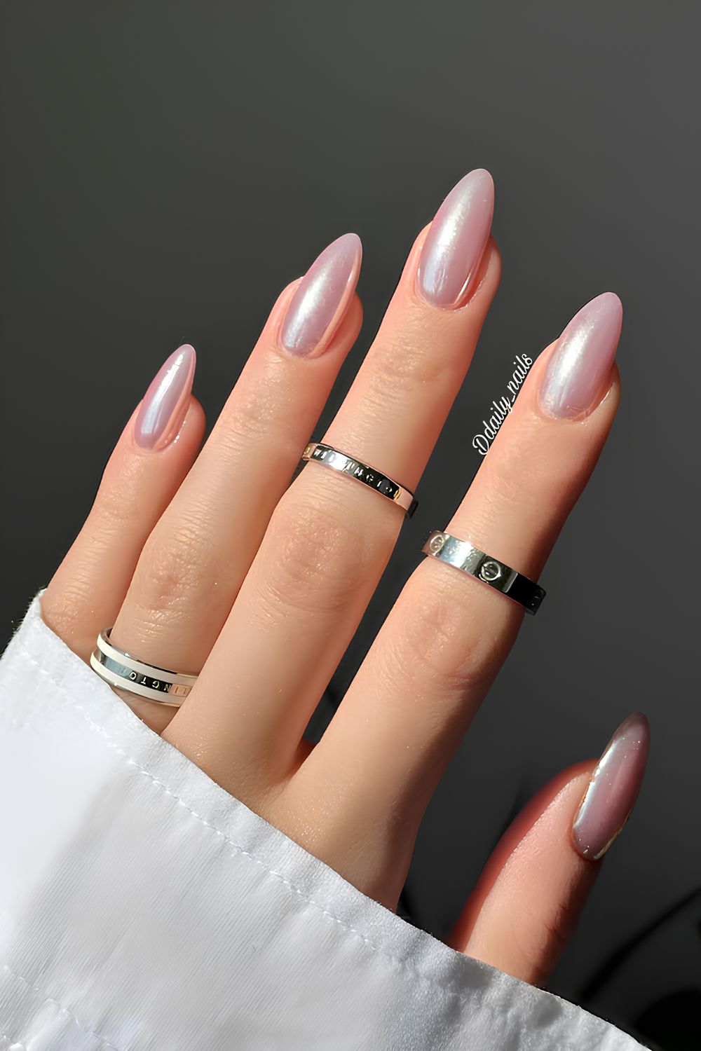 Dusty pink chrome nails