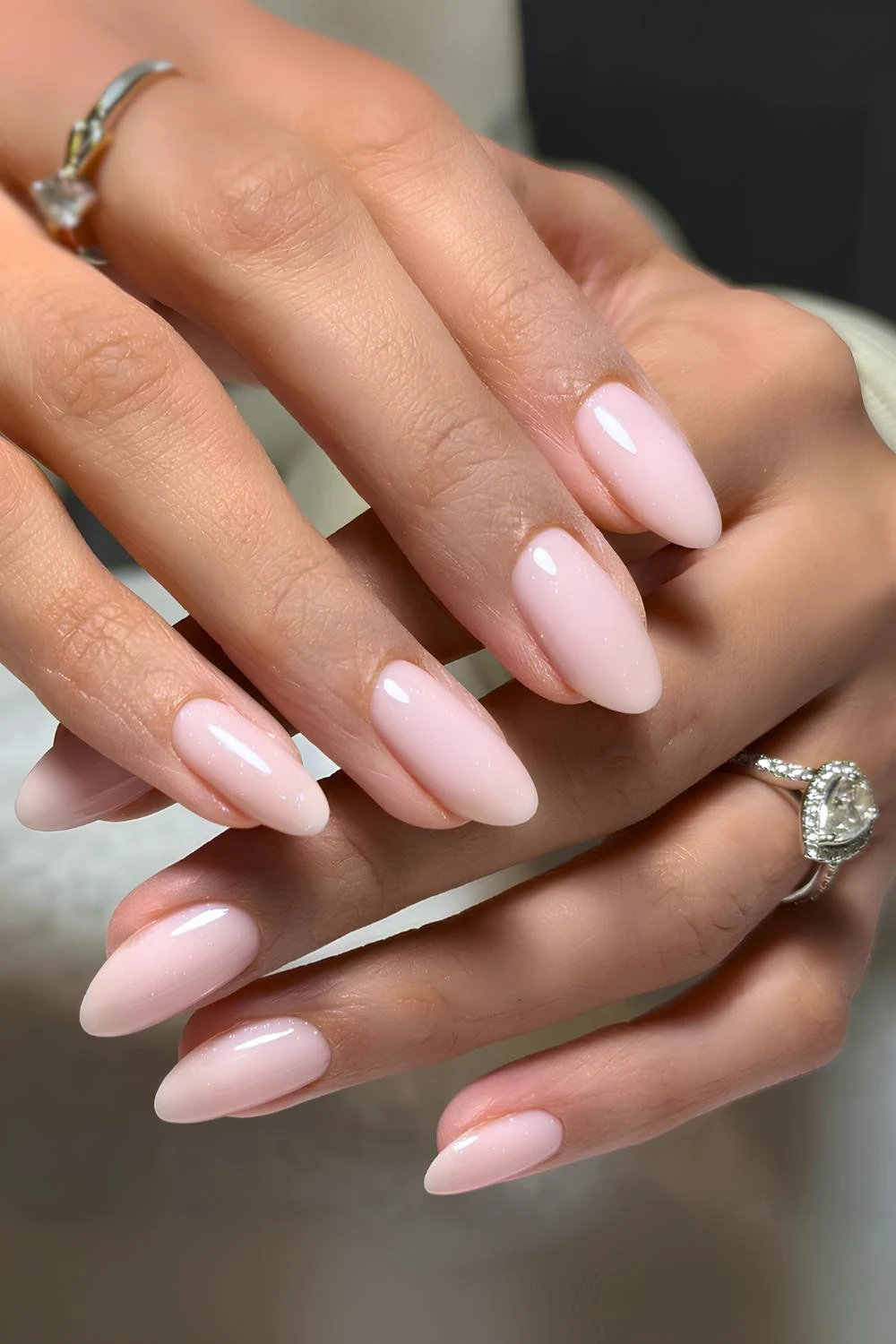 Elegant almond light pink manicure
