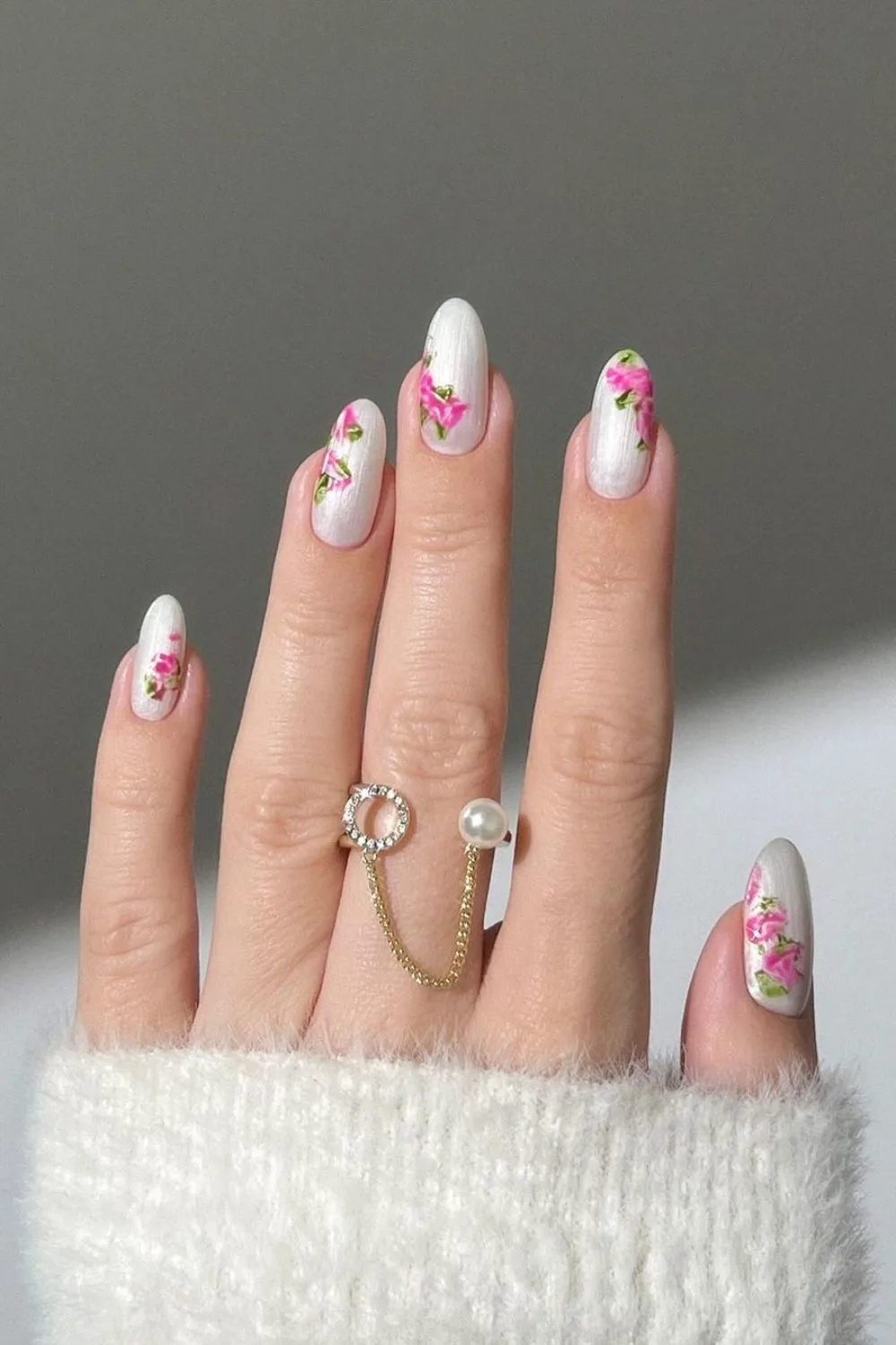 Floral coquette nails