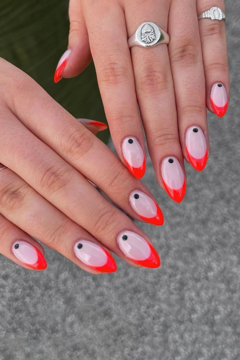 Fluorescent Red French nails