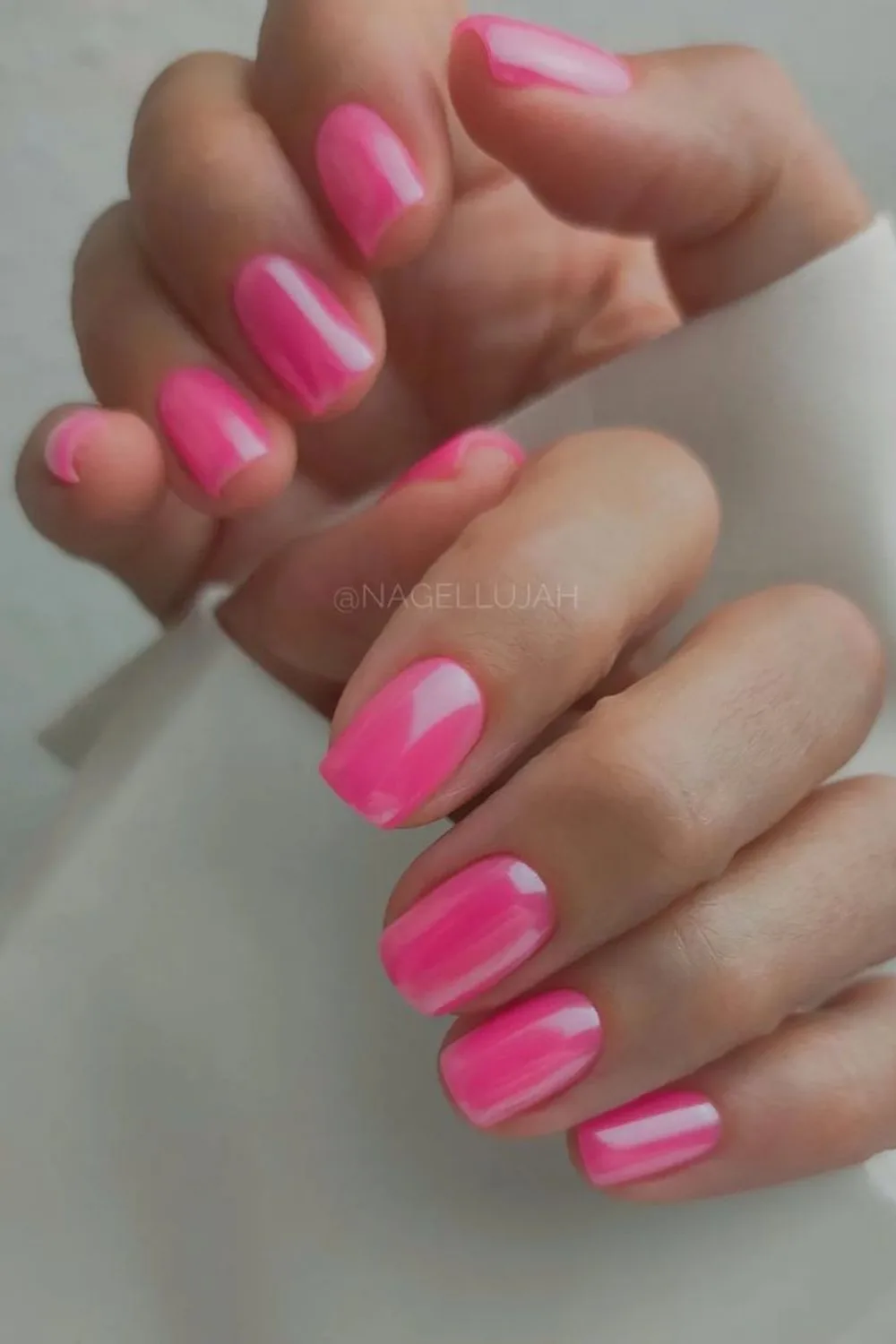 Glazed hot pink nails