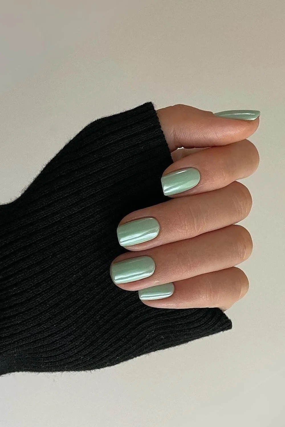 Glazed matcha green nails