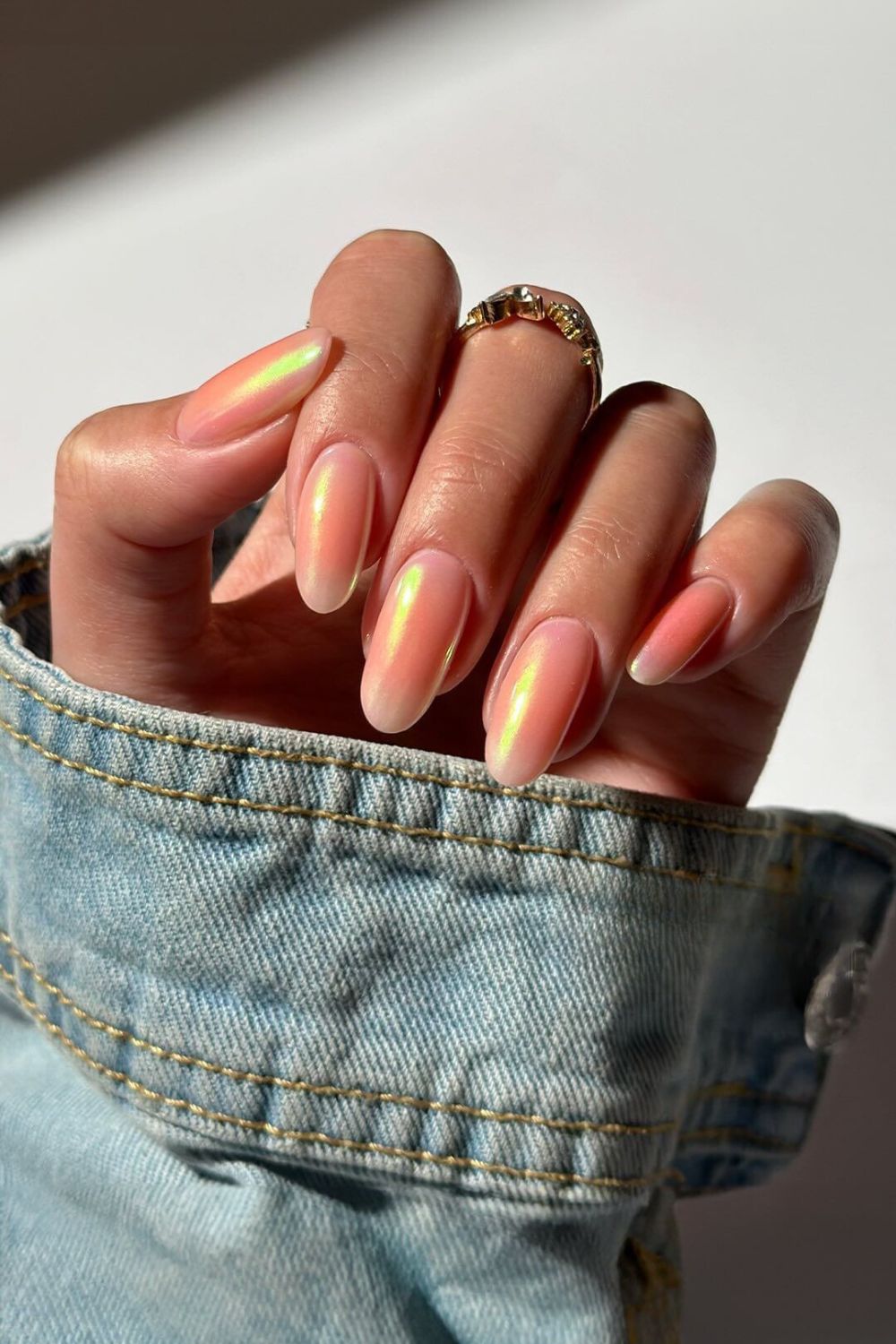 Glazed peach blush nails