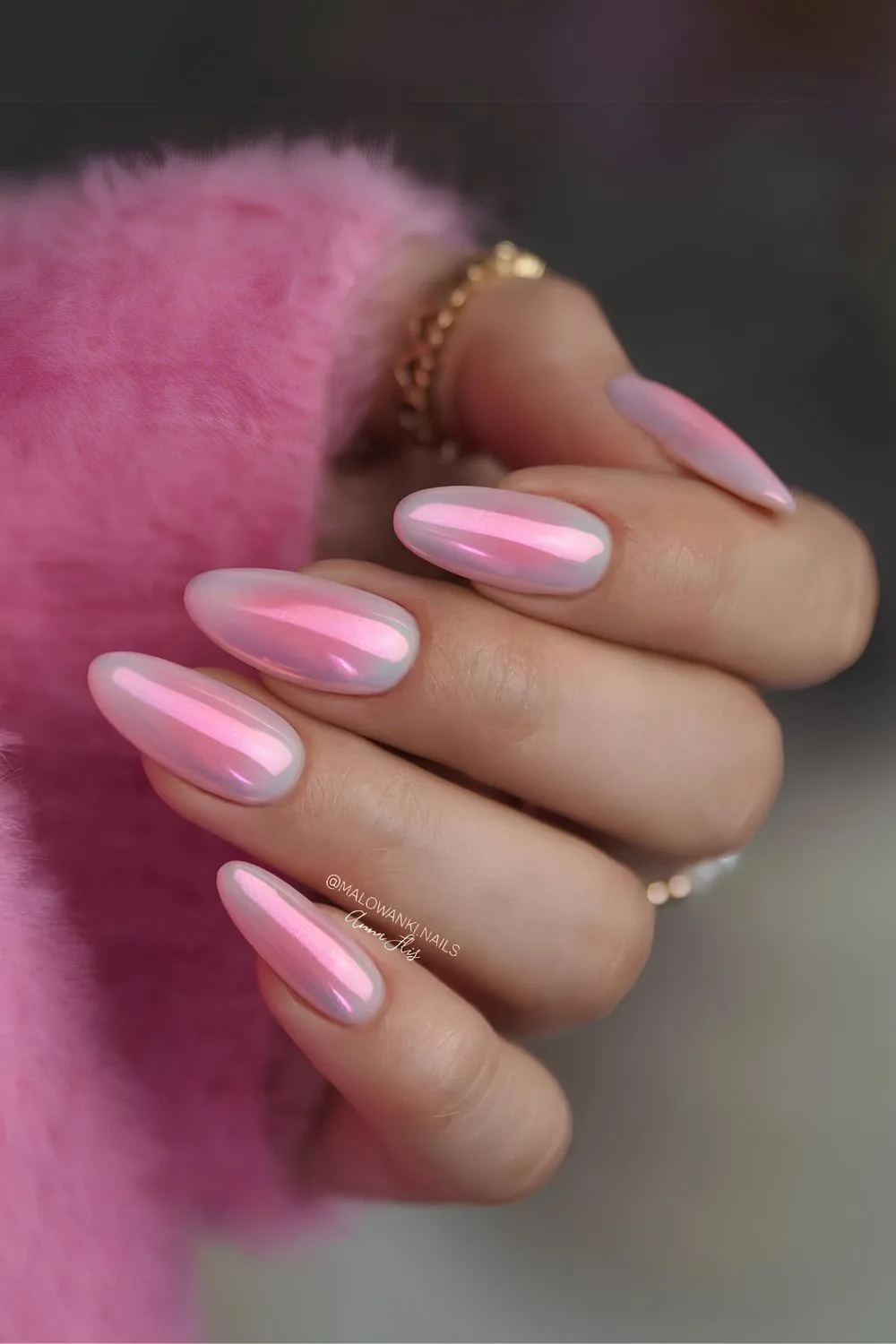 Glazed pink blush manicure