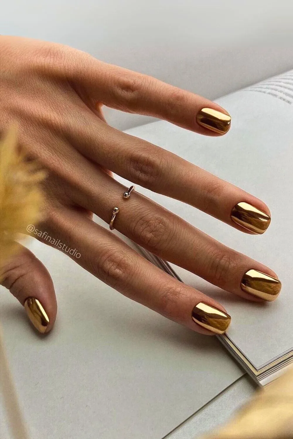 Gold chrome nails