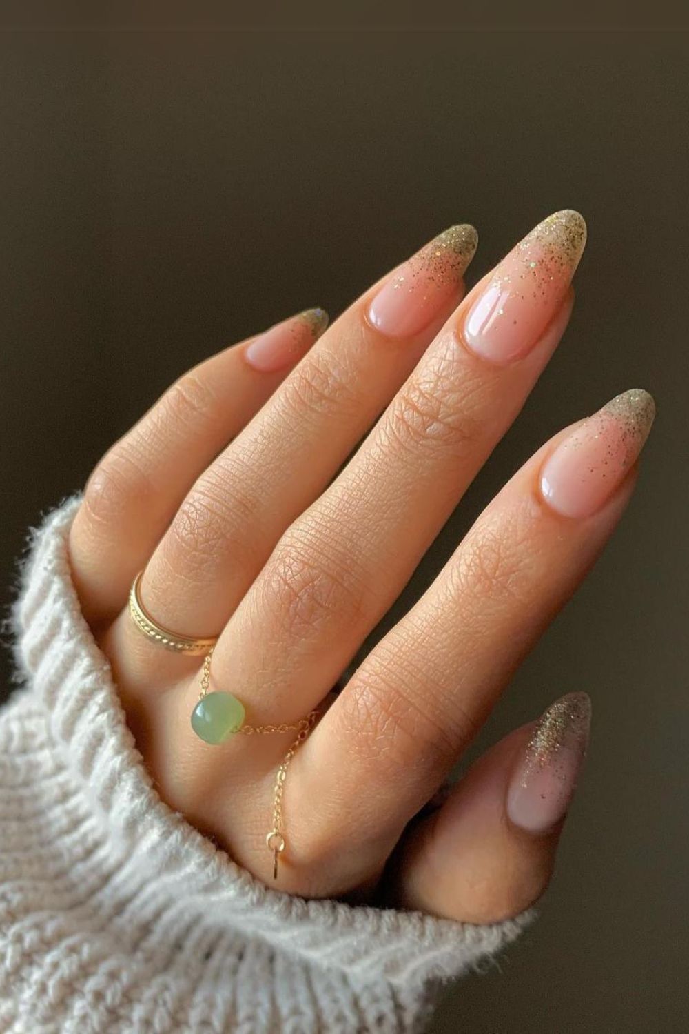 Gold french tip nails