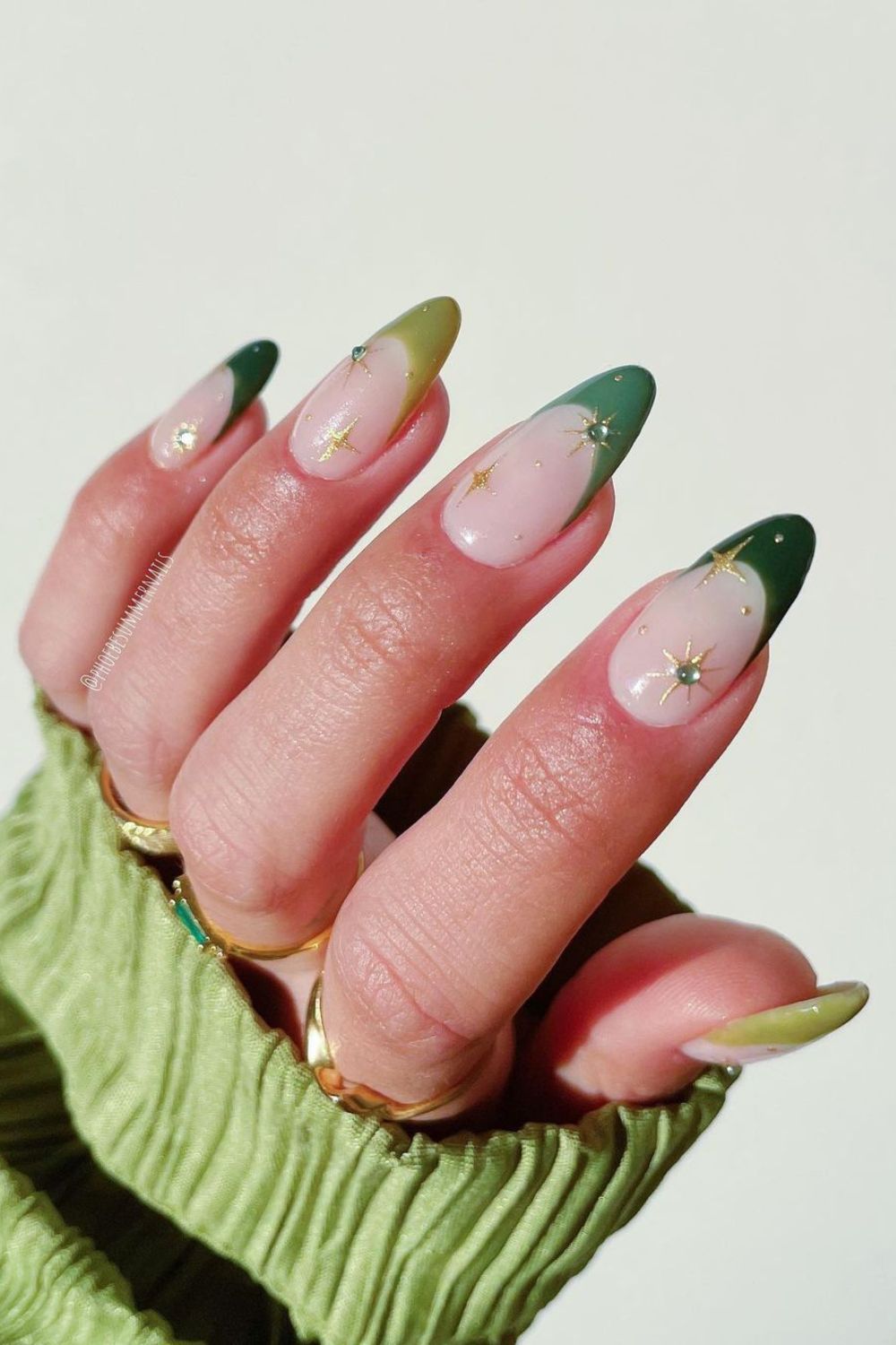 Green celestial nails