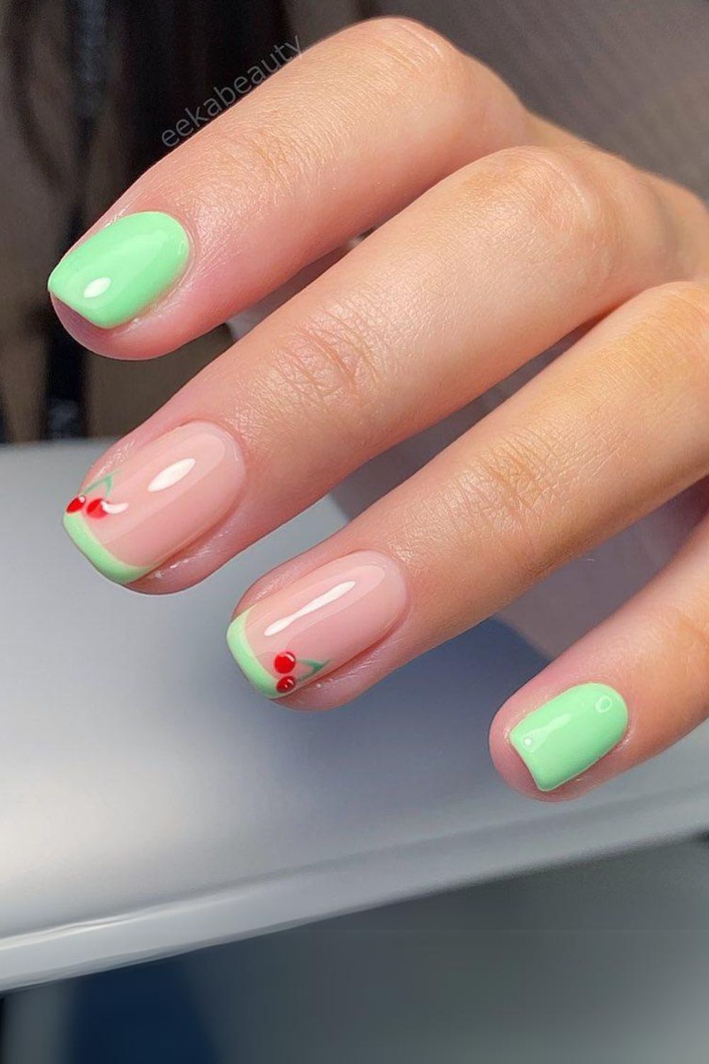 Green cherry nails