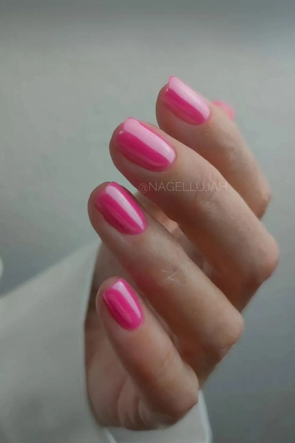 Hot pink chrome nails