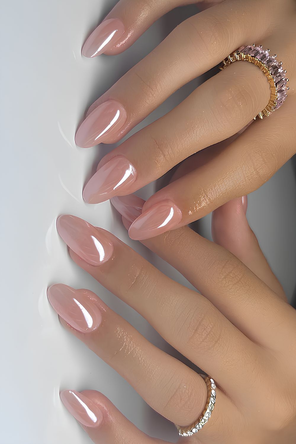 Jelly pink chrome nails