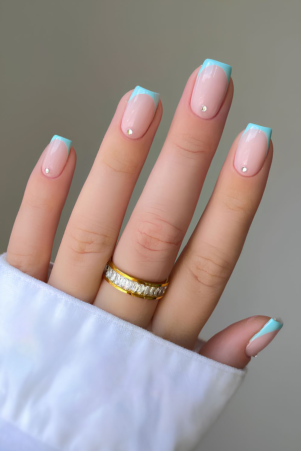 Light blue Frenchies with gem accents