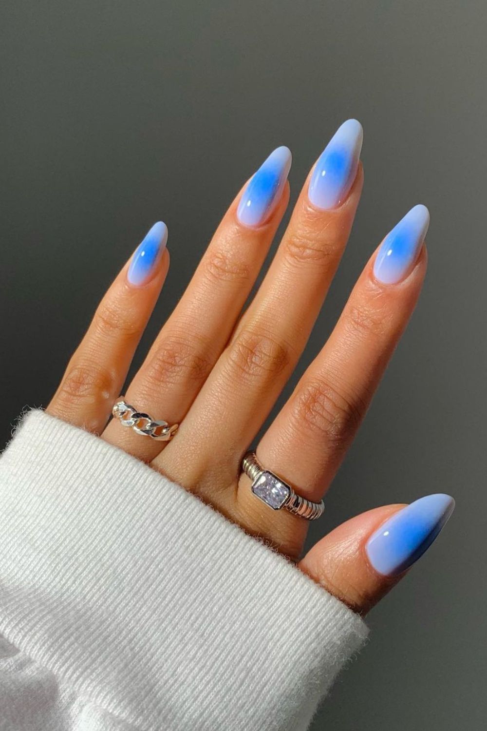 Light blue aura nails