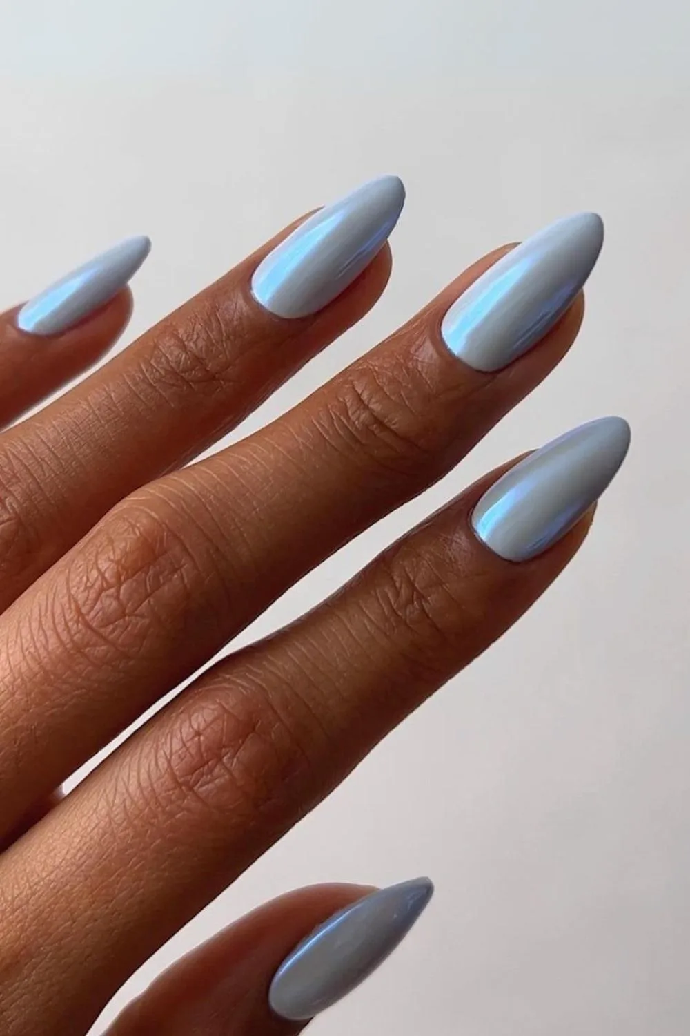 Light blue chrome nails