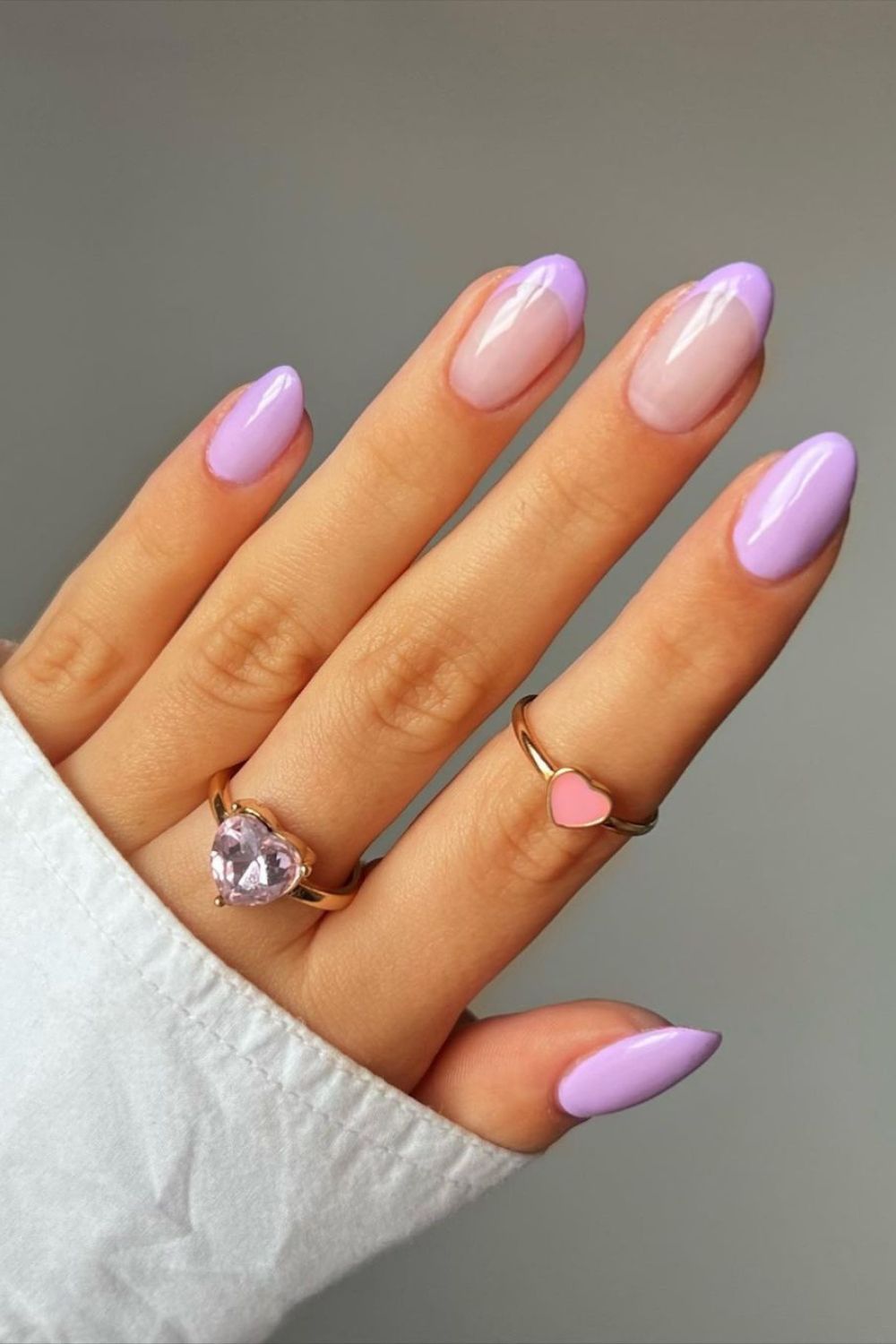 Lilac French tip nails