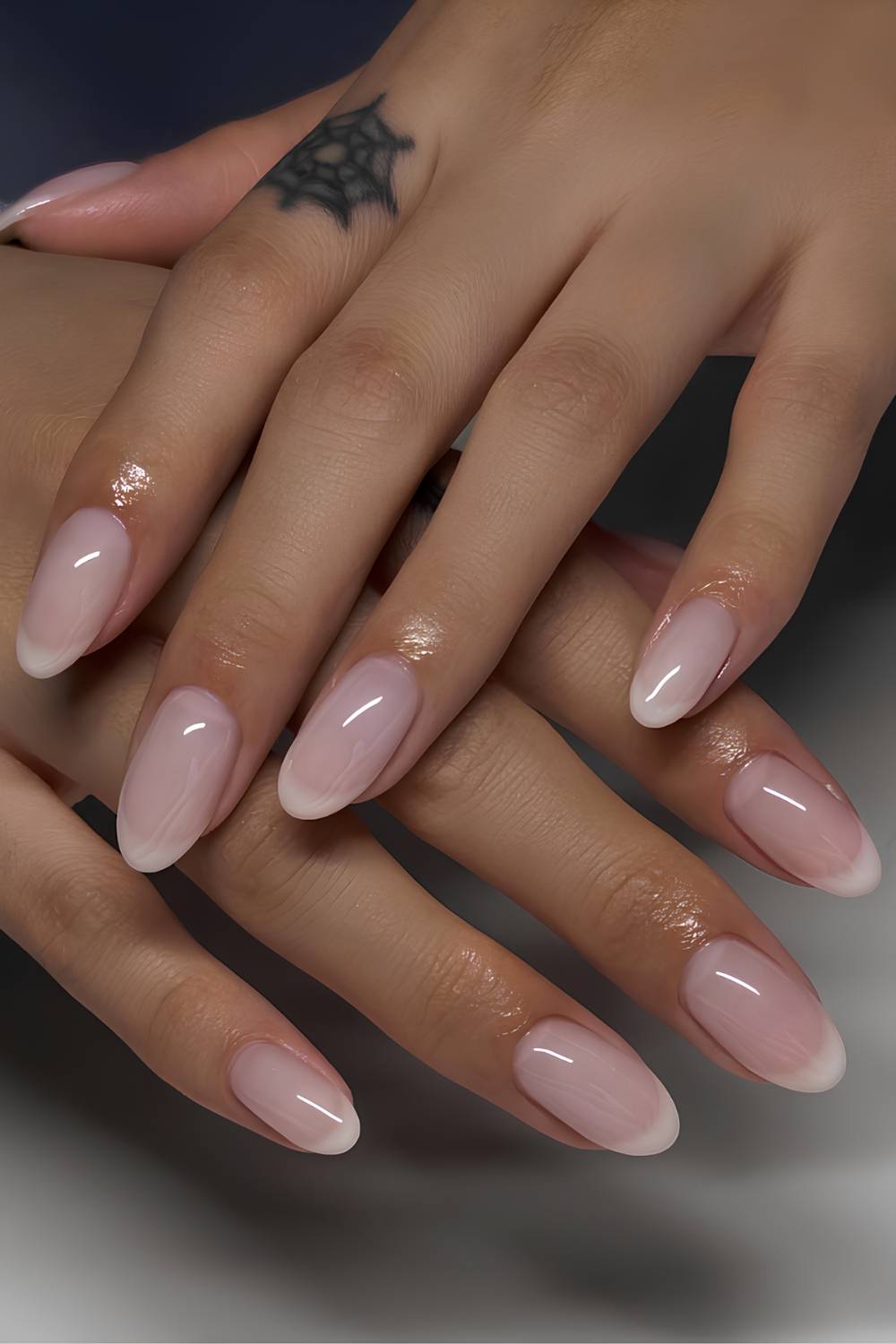 Milky white muted French mani