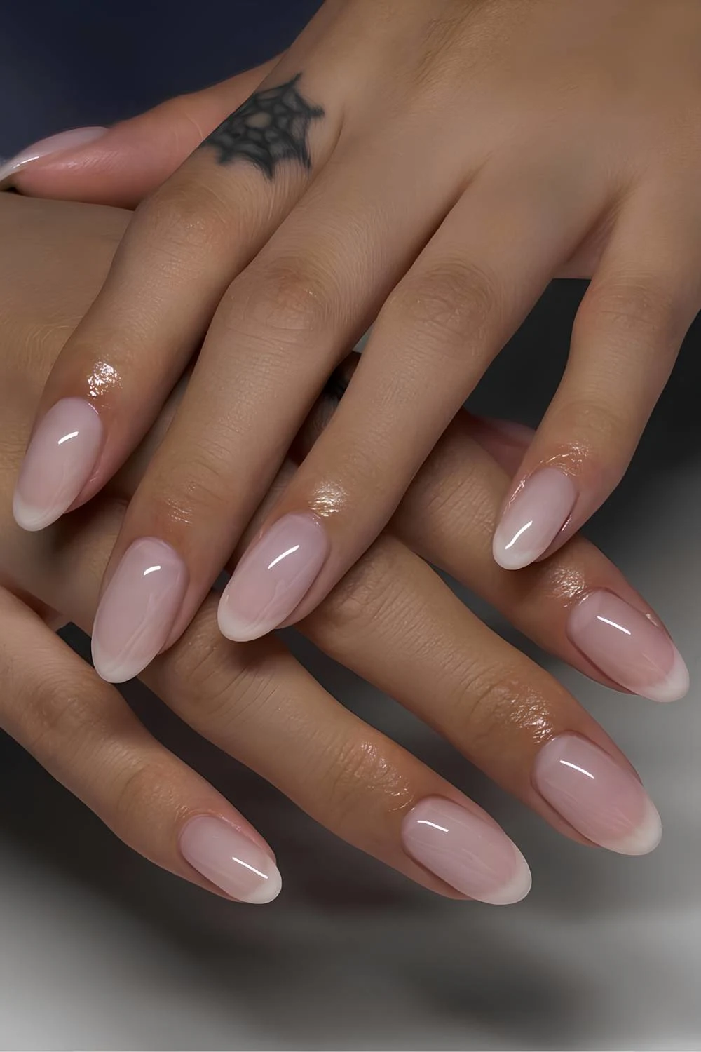 Milky white muted French mani