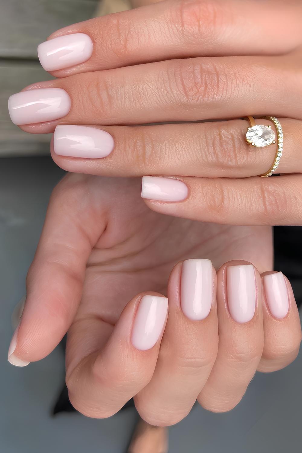 Milky white square manicure