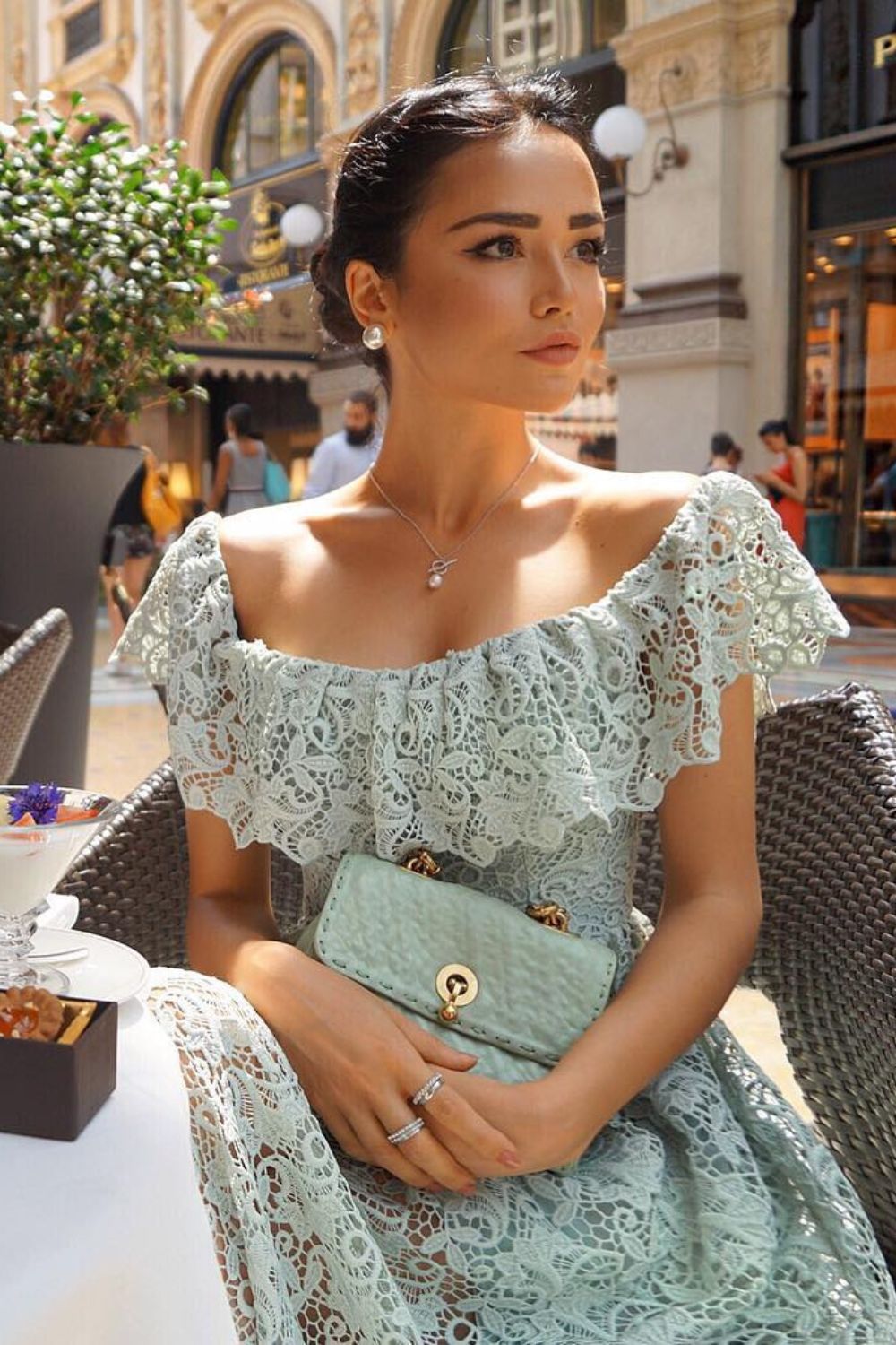 Mint green lace dress