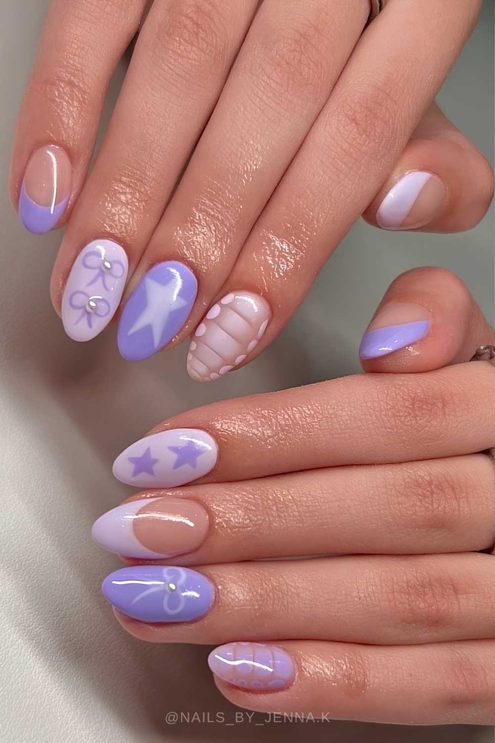 Mix and match mani in two shades of purple